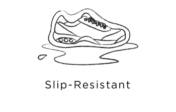 Img describing Footwear to have the feature or benefit of being slip-resistant